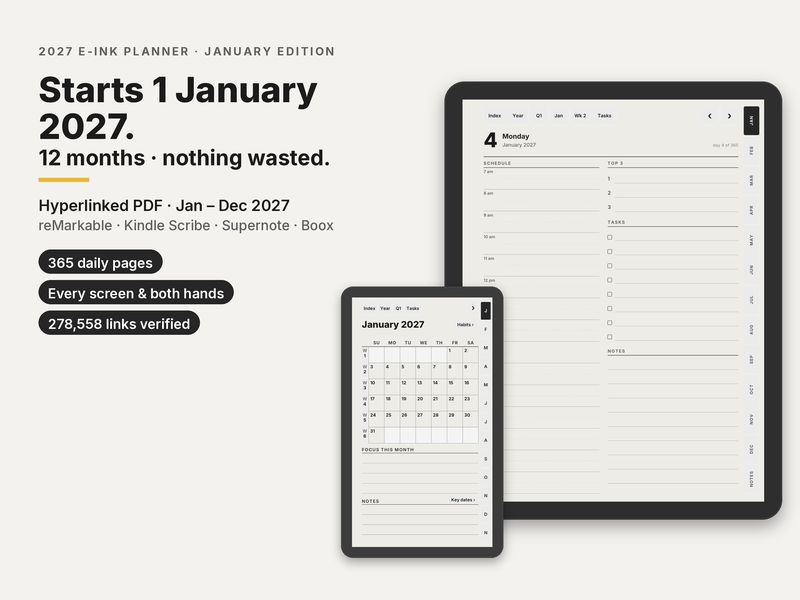 Graphite Planner 2027, January edition