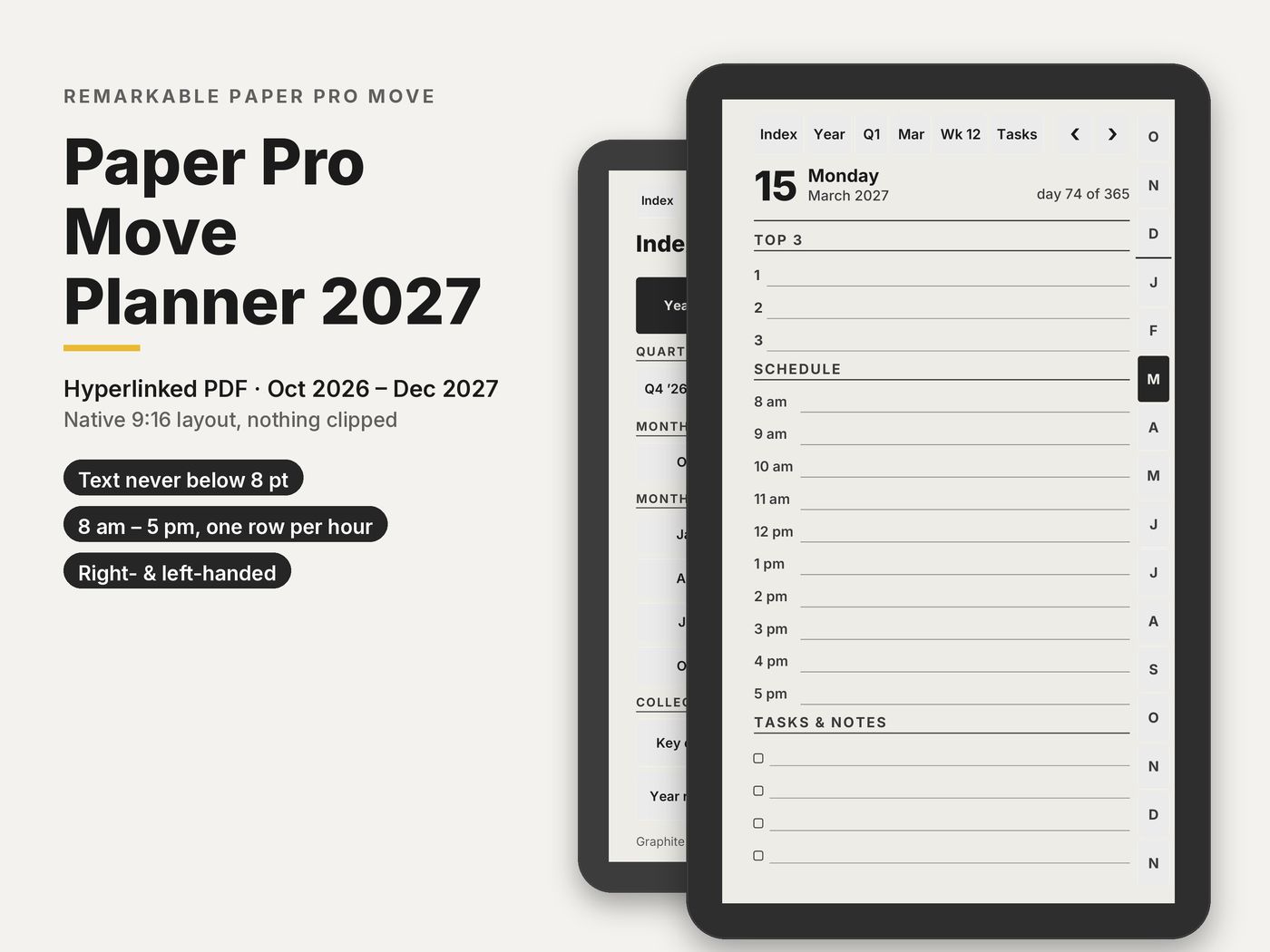Paper Pro Move Planner 2027 day page