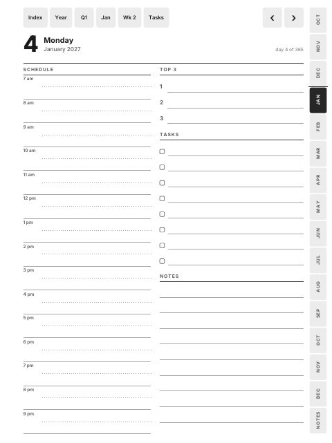 Tagesseite des Graphite Planner auf einem Supernote A5 X2 Manta