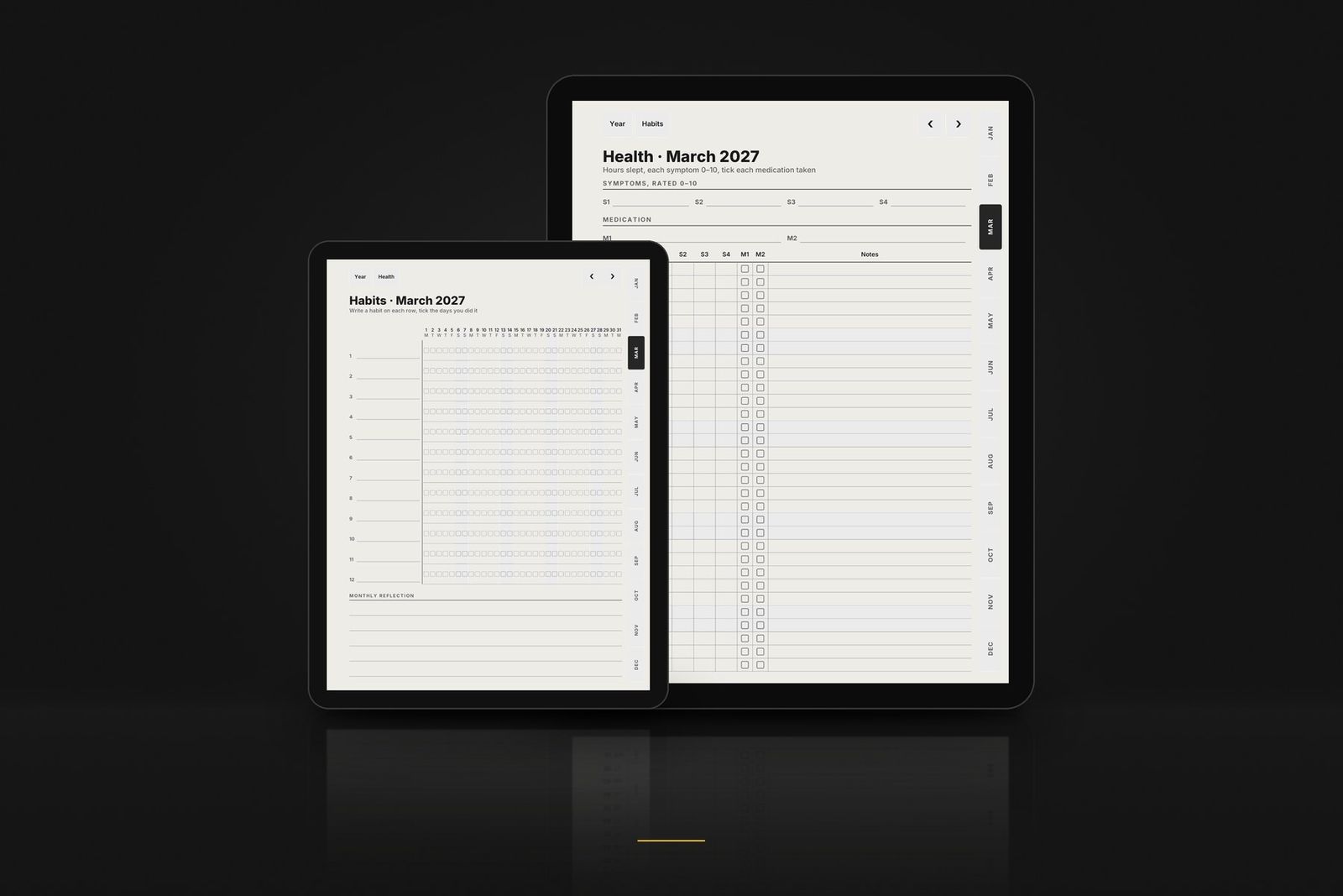 Habit and Health Tracker 2027 auf E-Ink-Tablets