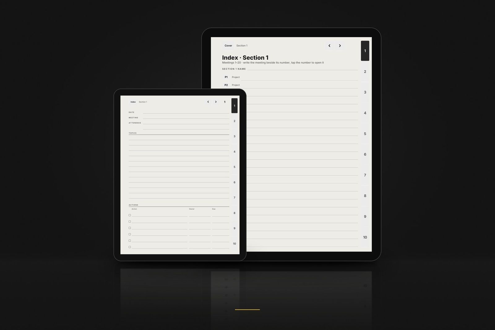 Meeting Notes Notebook auf E-Ink-Tablets