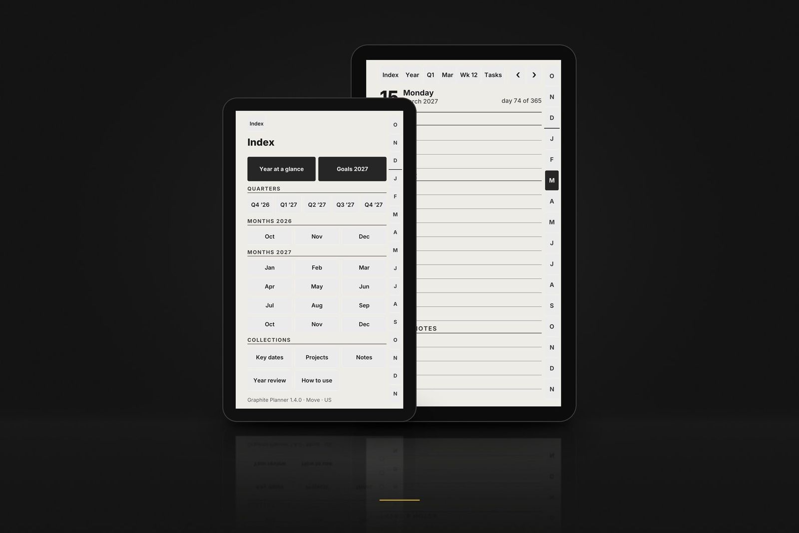 Paper Pro Move Planner 2027 en tabletas e-ink